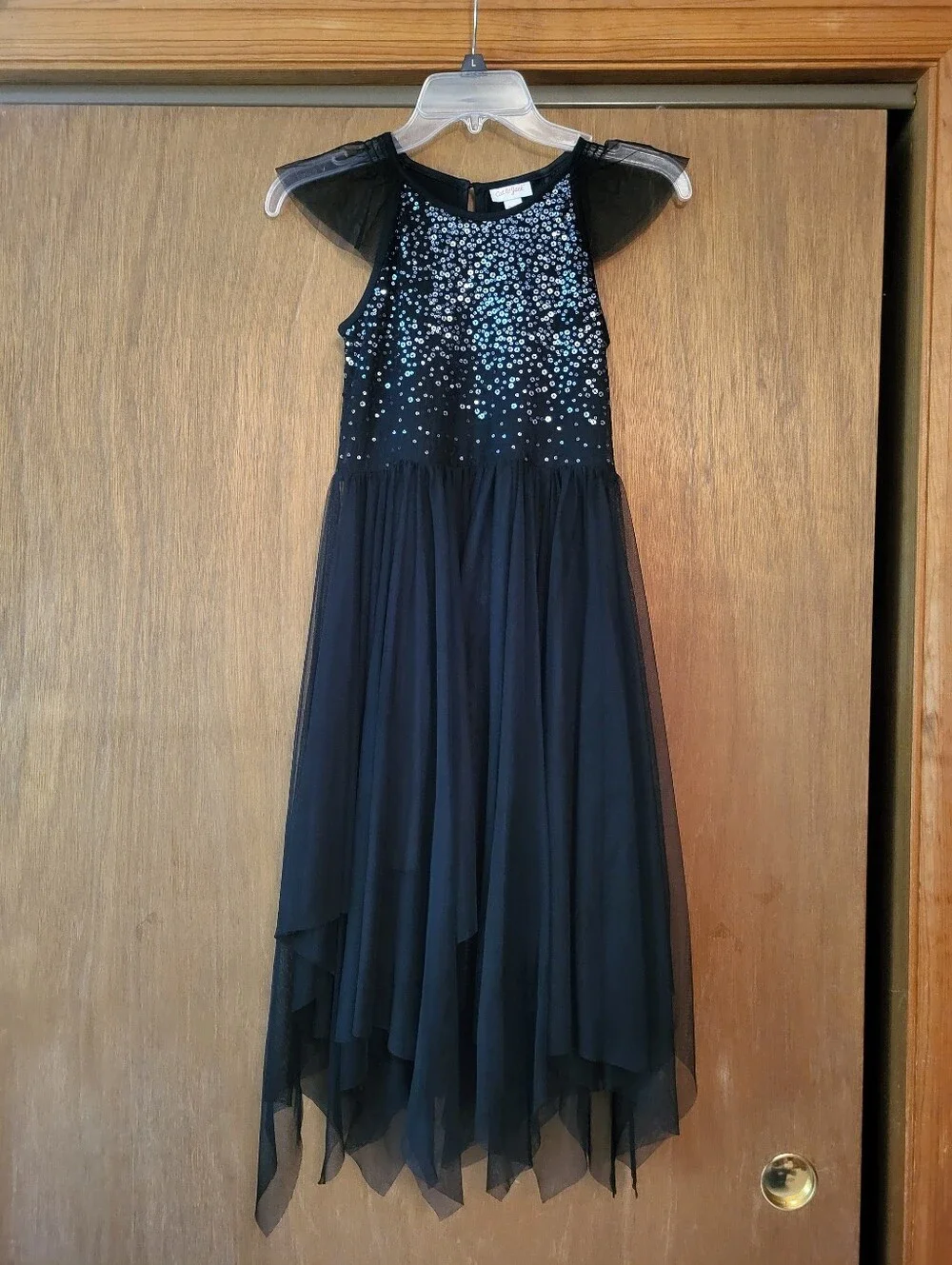 Cat And Jack Black Sparkle Tulle Party Dress, Girls Size 7/8